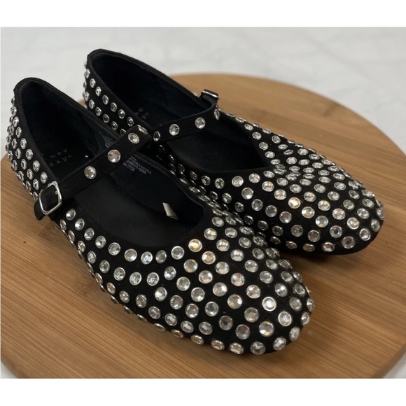 Women's Issa Rhinestone Mary Jane Ballet Flats Black  A New Day Size 8 Round Toe - Picture 1 of 16